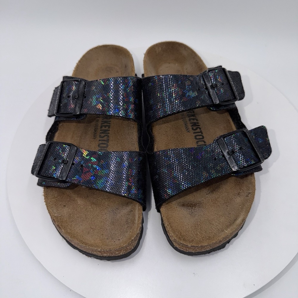 Birkenstock Arizona Sandals Womens Size 37 US 6 Black Metallic Iridescent - Picture 3 of 8